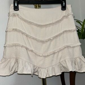 Women’s tan boho high waist ruffle mini skirt